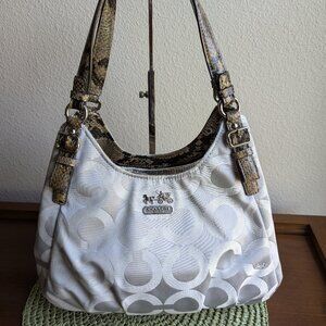 Vintage Coach A1273-17689 Madison OP Art Sateen Maggie Shoulder Bag Y2K Fashion